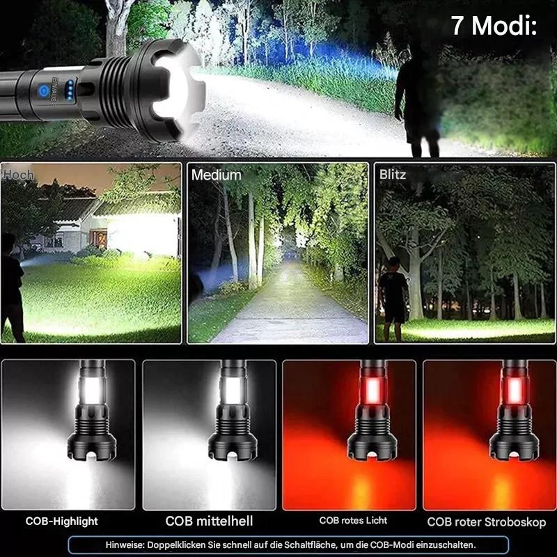 Antorcha Táctica - Linterna Led con Zoom y Función Powerbank