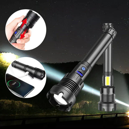 Antorcha Táctica - Linterna Led con Zoom y Función Powerbank