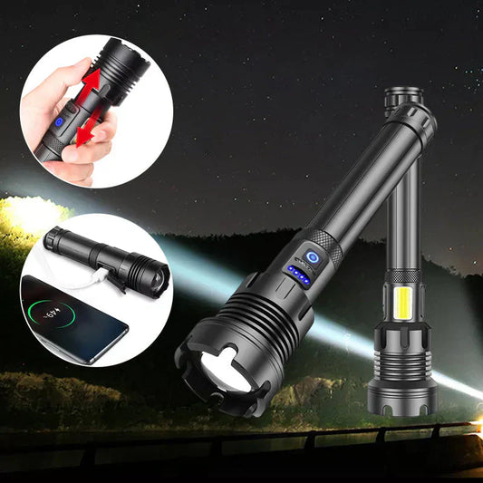 Antorcha Táctica - Linterna Led con Zoom y Función Powerbank