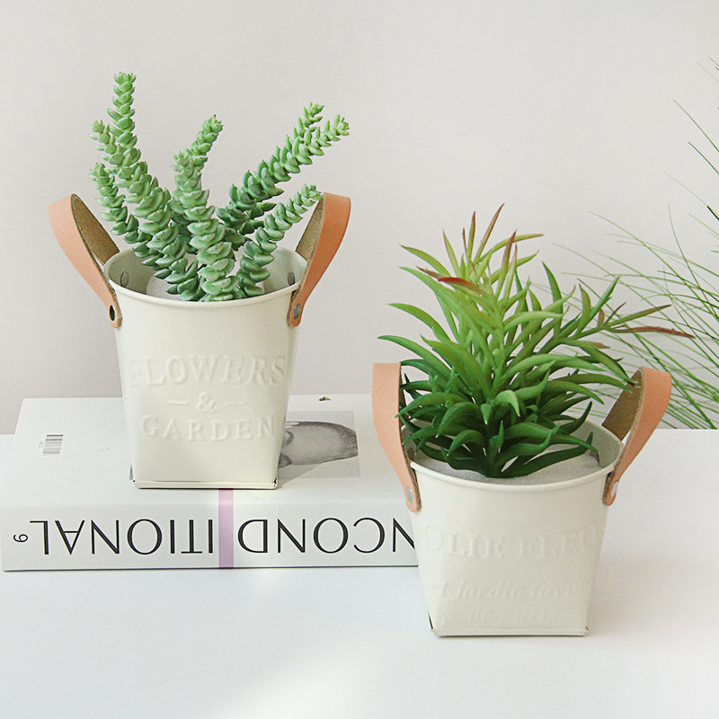 Macetas Decorativas con Asas de Cuero - Macetas para el Hogar y el Jardín