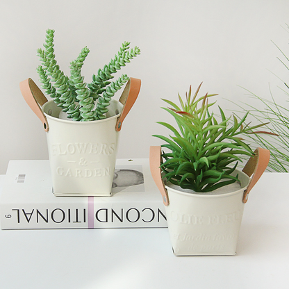 Macetas Decorativas con Asas de Cuero - Macetas para el Hogar y el Jardín