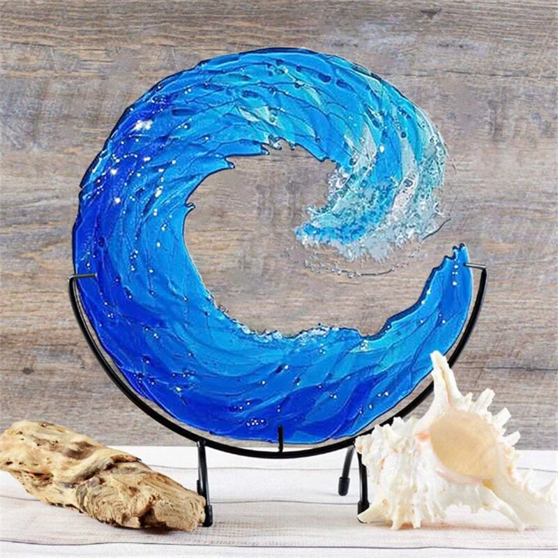 Escultura de Vidrio de una Ola de Mar