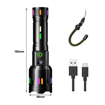 Linterna Led Con Indicador De Potencia - Linterna Recargable De Alto Rendimiento Con Rompecristales Y Usb-c Linterna Led Con Indicador De Potencia