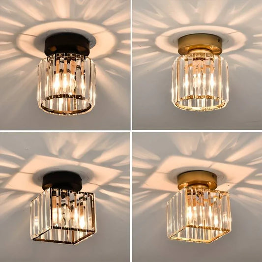 Moderna Lámpara De Techo De Cristal Con Detalles En Dorado Y Negro : Iluminación Con Estilo Para Su Hogar Luz De Techo De Cristal Con Detalles En Dorado Y Negro