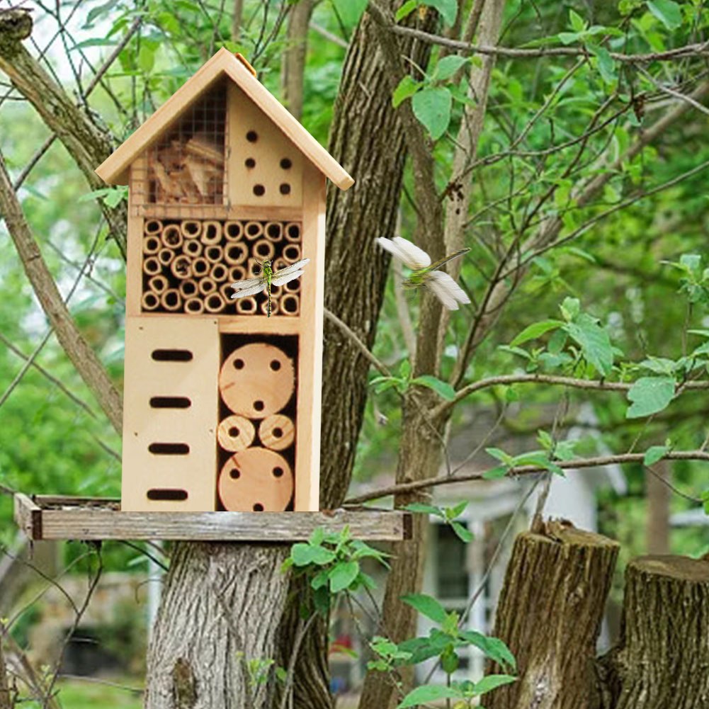 Casa de Madera para Insectos - Hábitat Apícola e Insectívoro para el Jardín y el Patio