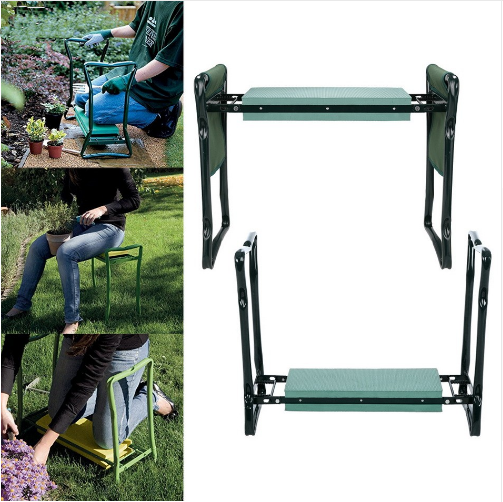 Taburete de Jardín con Bolsa - Asiento Plegable y Estación de Trabajo para Jardinería
