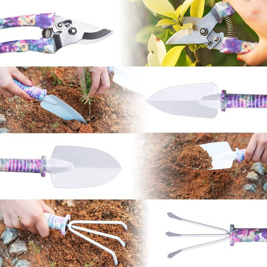 Juego De Herramientas De Jardín De Colores Con 10 Piezas - Herramientas Ergonómicas Para Jardinería