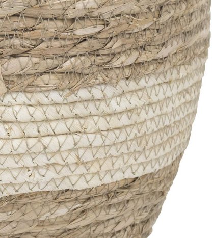 Cestas Decorativas Para Plantas Hechas De Hierba Marina En Un Set De 3 - Macetas Tejidas A Mano Con Inserción De Lámina