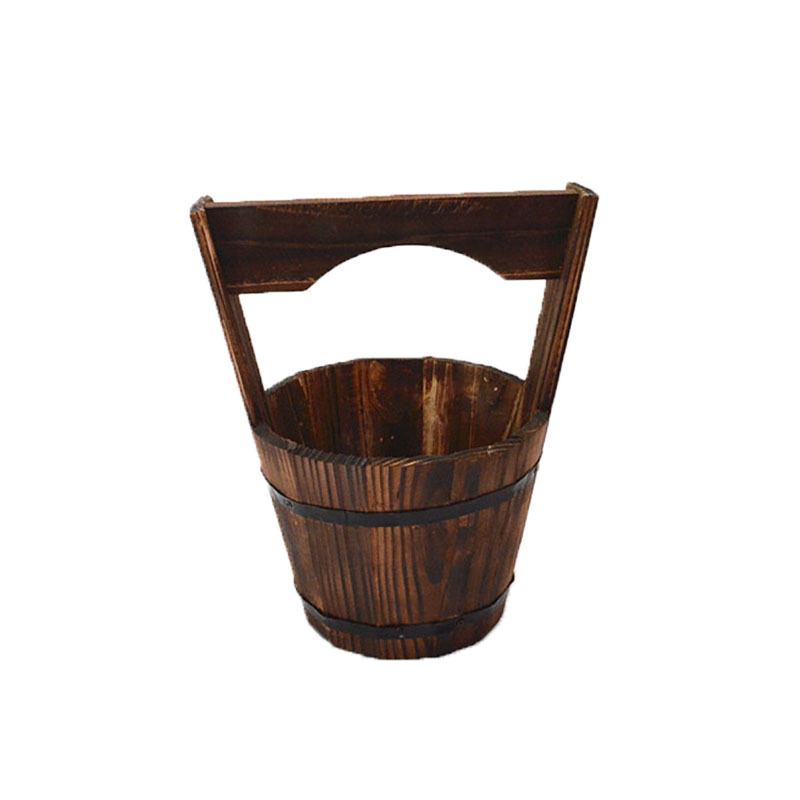 Maceta Cubo De Madera En Diseño De Barril Para Jardín Y Patio - Macetas Decorativas De Madera