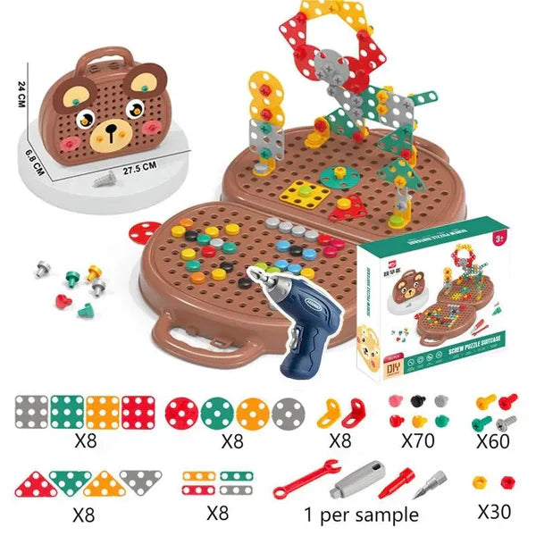 Set de juego de taladro para niños | Caja de herramientas educativa con destornillador eléctrico para construcción y juegos de rol Sistema de juego de taladro para niños