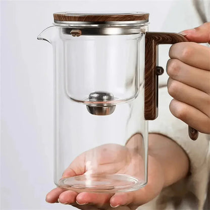 Elegante Tetera De Cristal Con Asa De Madera - Tetera Transparente Para Disfrutar Del Té Preciosa Tetera De Cristal Con Asa De Madera