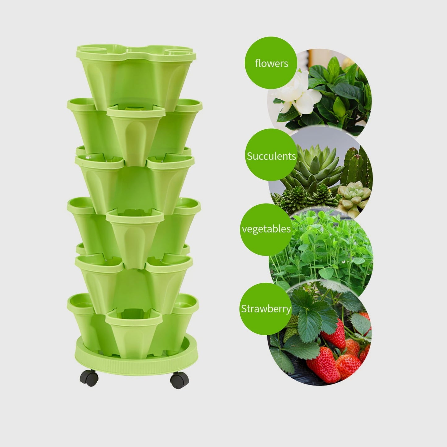 Torre Vertical De Plantas De 6 Capas - Sistema Tridimensional De Flores Para El Jardín