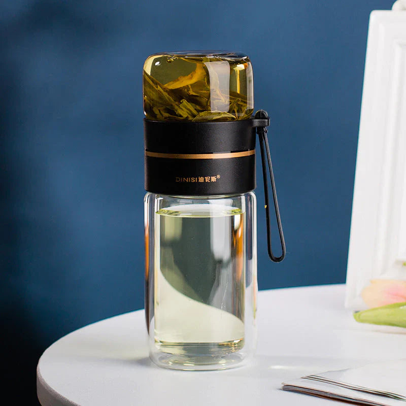 Botella De Vidrio De Doble Pared Con Colador E Infusor De Té