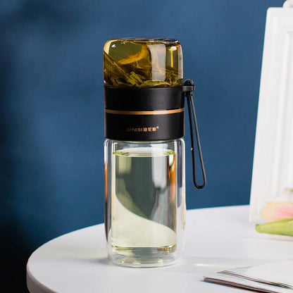 Botella De Vidrio De Doble Pared Con Colador E Infusor De Té