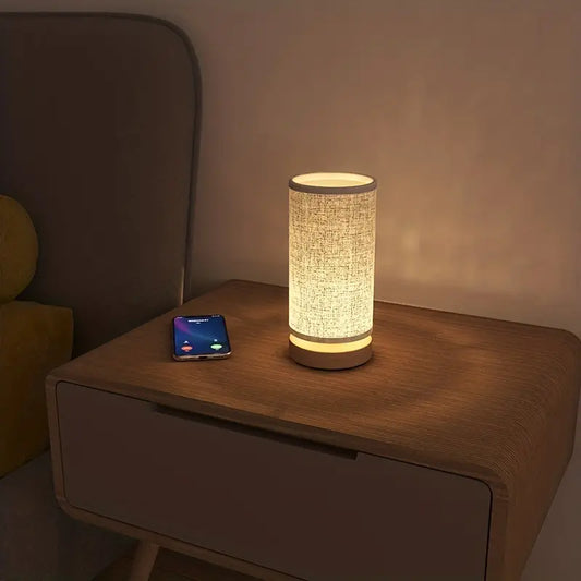 Lámpara De Noche De Aspecto De Lino Con Diseño Moderno - Para Un Ambiente Acogedor