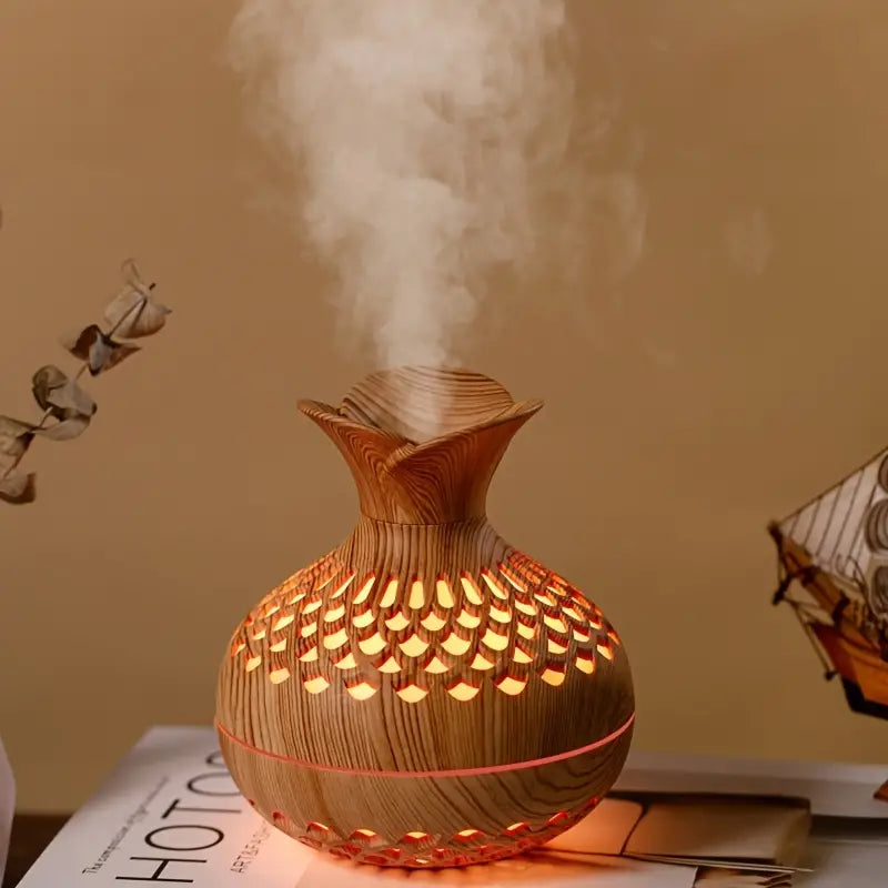 Humidificador De Aromaterapia Con Difusor Led Con Aspecto De Madera Y Luz Nocturna Luz Nocturna Con Led