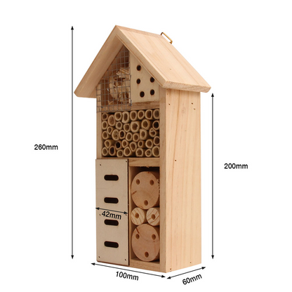 Casa de Madera para Insectos - Hábitat Apícola e Insectívoro para el Jardín y el Patio