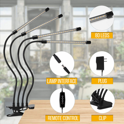 Luz de Crecimiento para Plantas con 4 Brazos Flexibles y Función de Regulación para Jardines de Interior