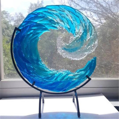 Escultura de Vidrio de una Ola de Mar