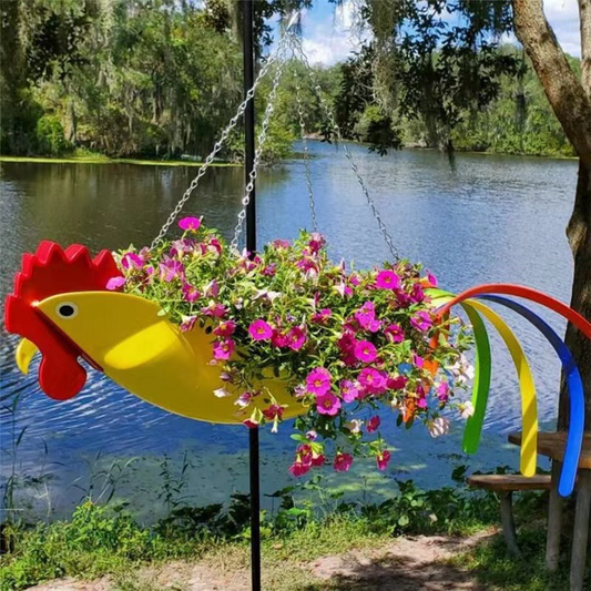 Coloreada Maceta Colgante Con Diseño De Gallina - Colgador Decorativo De Flores Para El Jardín Colgante Decorativo De Flores Con Diseño De Gallina