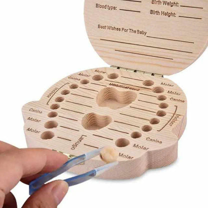Caja De Dientes De Madera Para Recuerdos Preciosos - Con Espacio Para Dientes De Leche Y Datos Personales