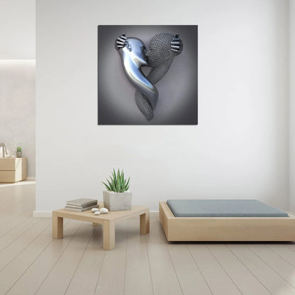 Lienzo De Amor Con Elegante Figura Metálica De Diseño Moderno