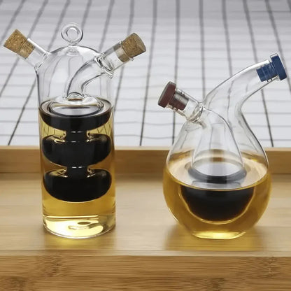 Dispensador De Aceite Y Vinagre - Doble Botella De Cristal Para Servir Y Almacenar Con Estilo