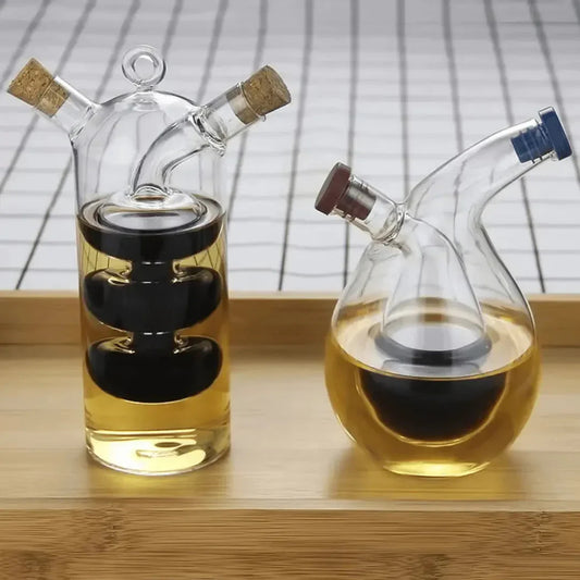 Dispensador De Aceite Y Vinagre - Doble Botella De Cristal Para Servir Y Almacenar Con Estilo