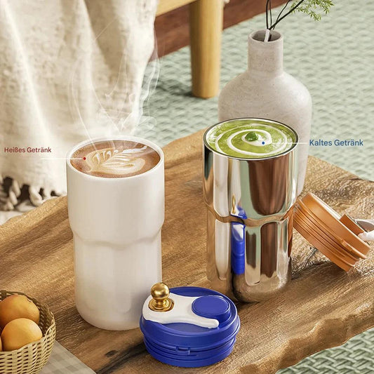 Taza Térmica Compacta Con Indicador De Temperatura - Taza De 410 Ml Para Bebidas Frías Y Calientes