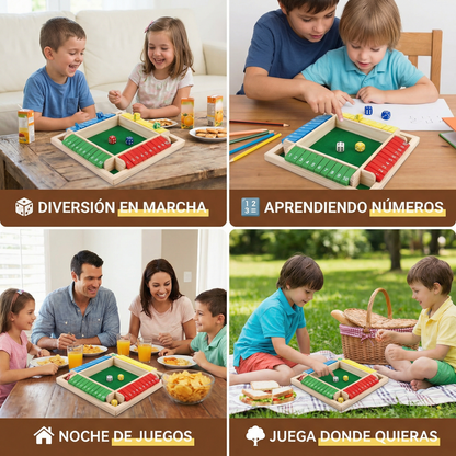 Juego familiar Shut The Box – Set para 4 Jugadores