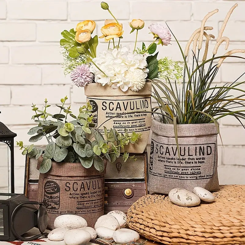 Maceta Decorativa De Tela Con Estampado - Maceta Versátil Para Guardar Plantas Y Adornos Maceta Decorativa De Tela Con Estampado
