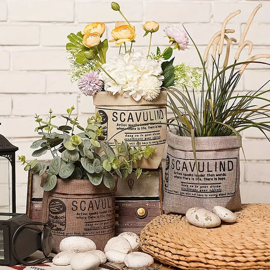 Maceta Decorativa De Tela Con Estampado - Maceta Versátil Para Guardar Plantas Y Adornos Maceta Decorativa De Tela Con Estampado