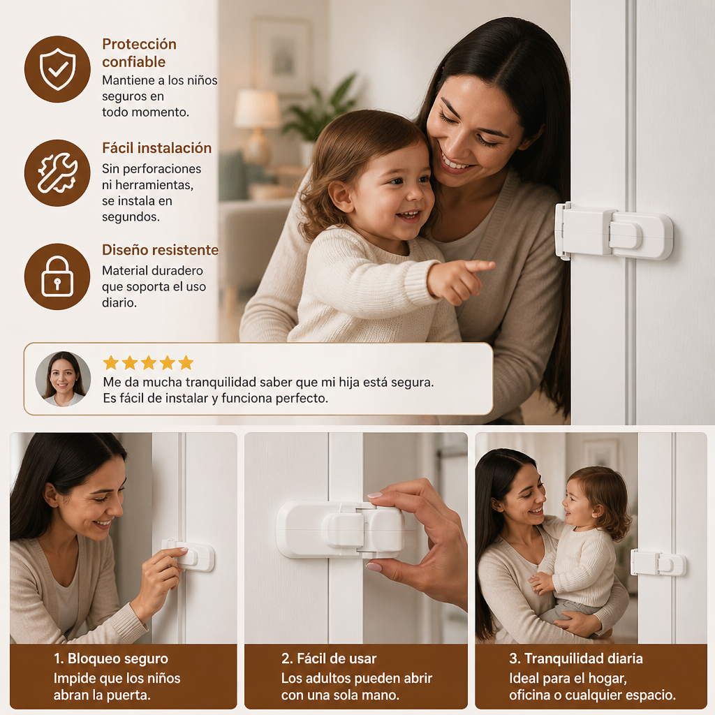 Bloqueo de Seguridad para Puertas para Niños Sin Perforar