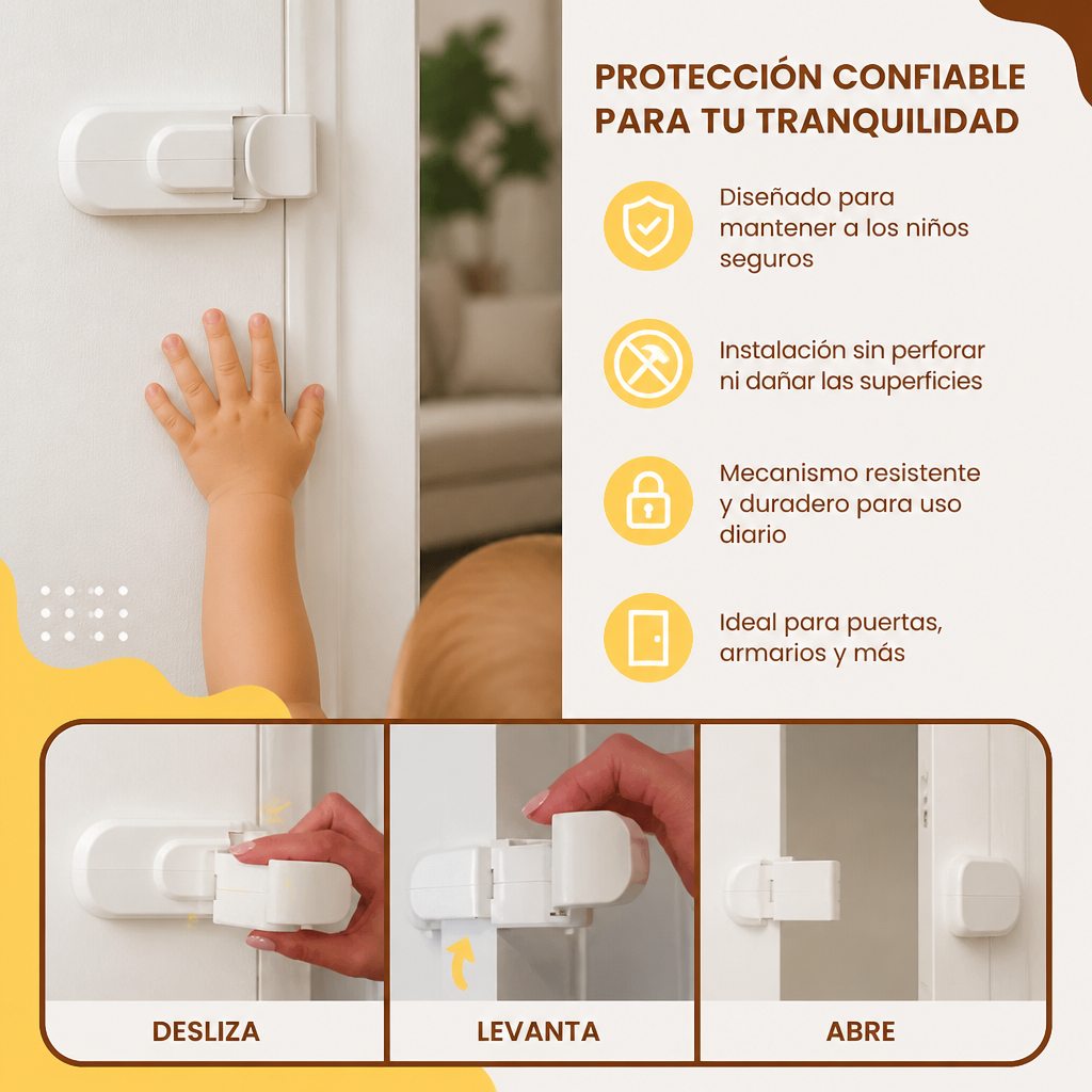 Bloqueo de Seguridad para Puertas para Niños Sin Perforar