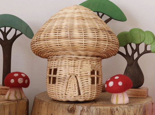 Dormitorio Casero De Ratán Hecho A Mano Con Forma De Seta - Bonita Decoración De Mimbre Para El Hogar Dormitorio Casero De Ratán Hecho A Mano Con Forma De Seta
