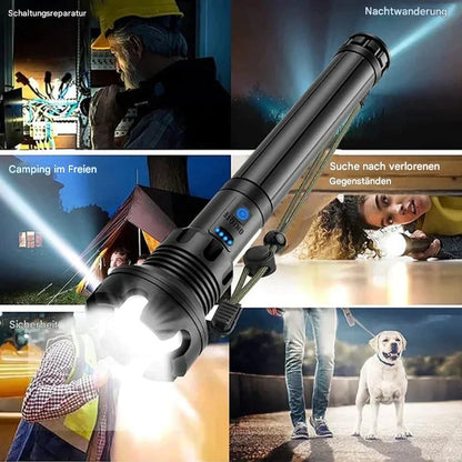 Antorcha Táctica - Linterna Led con Zoom y Función Powerbank