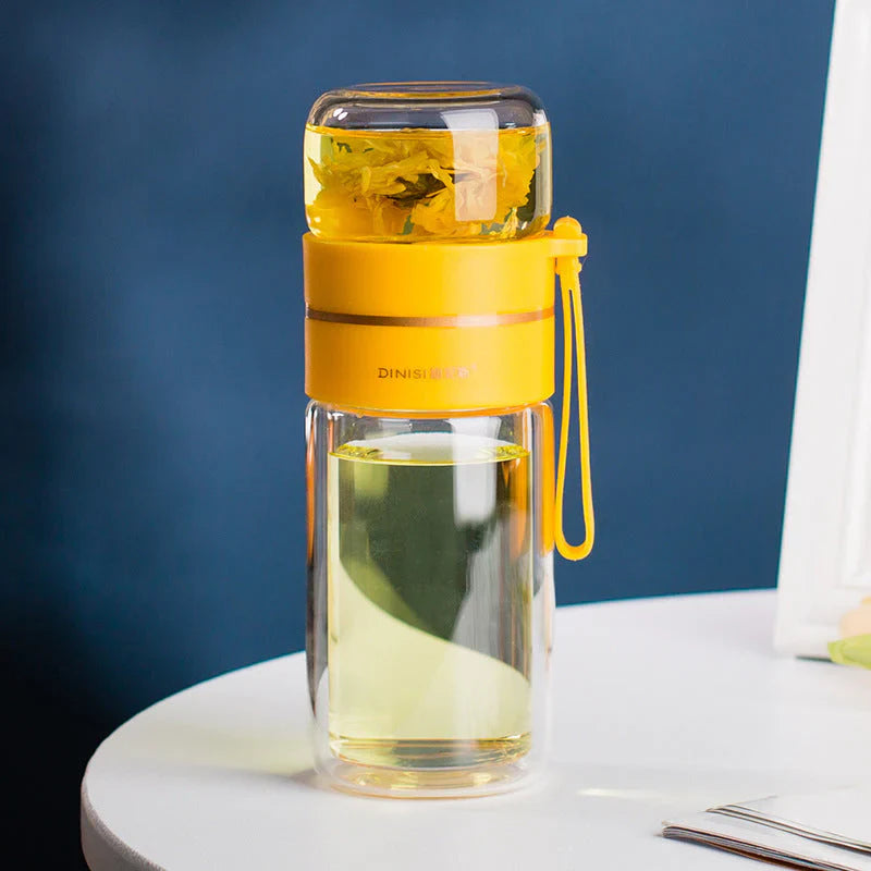 Botella De Vidrio De Doble Pared Con Colador E Infusor De Té