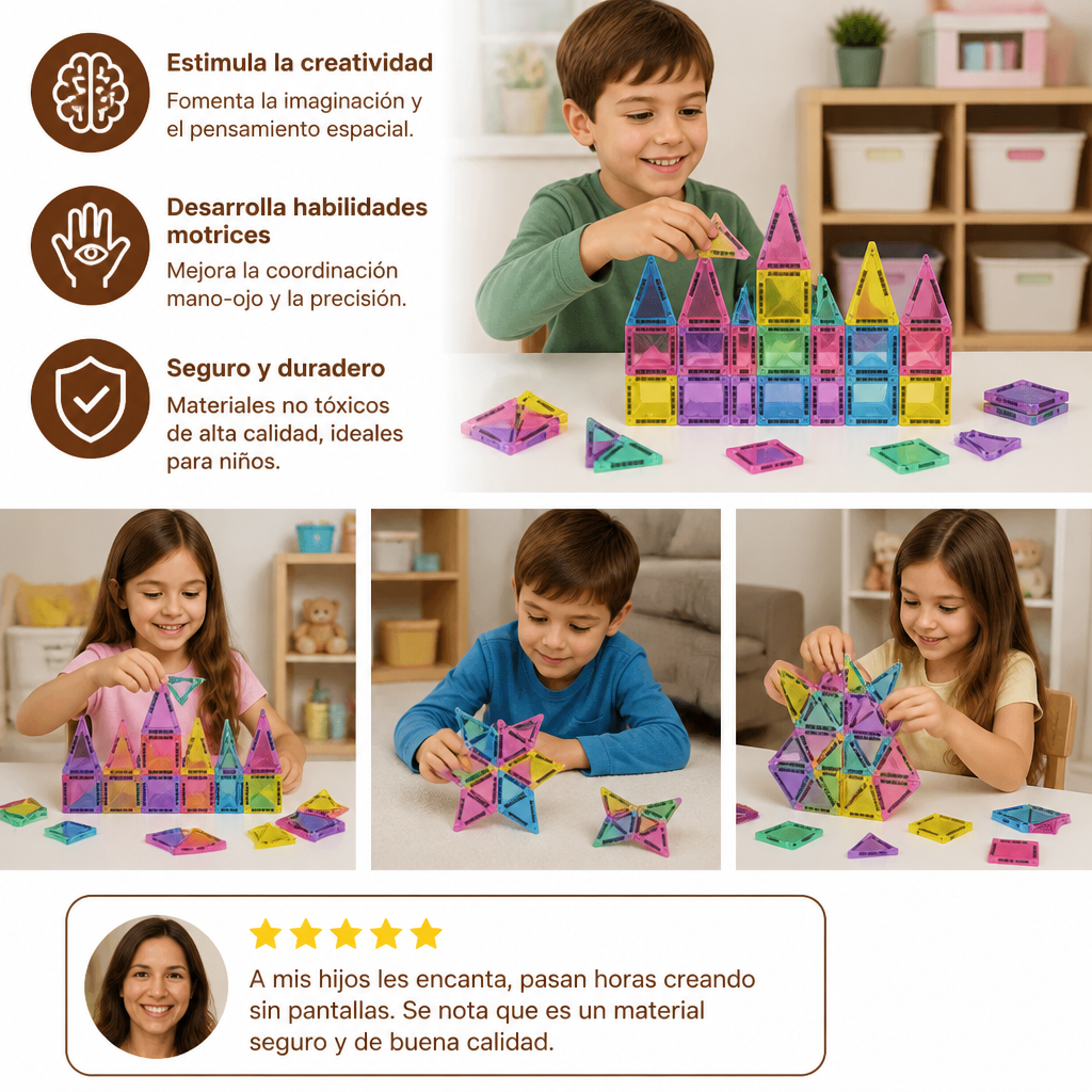 Bloques magnéticos compactos – Set Montessori de viaje de 40 piezas