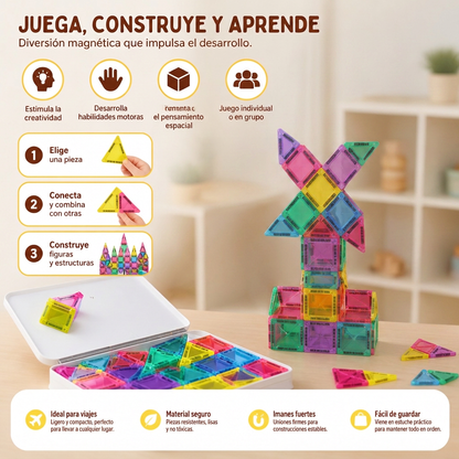 Bloques magnéticos compactos – Set Montessori de viaje de 40 piezas