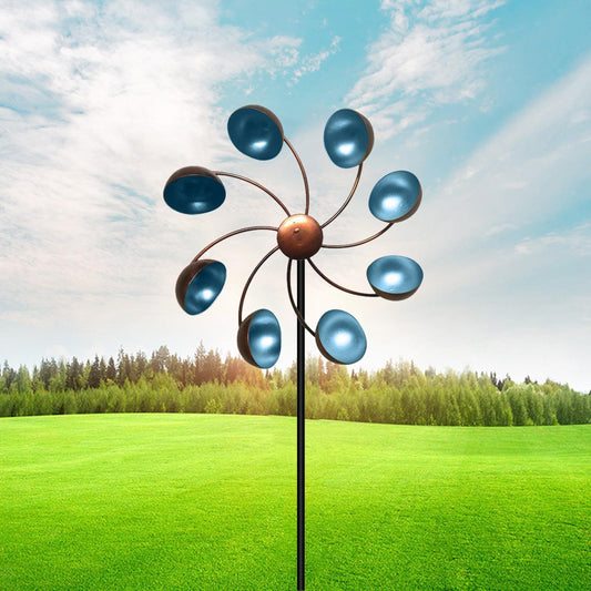 Molino De Viento Decorativo De Jardín Con Flores De Metal - Colorido Carillón De Viento Para Uso En Exteriores