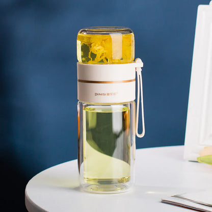 Botella De Vidrio De Doble Pared Con Colador E Infusor De Té