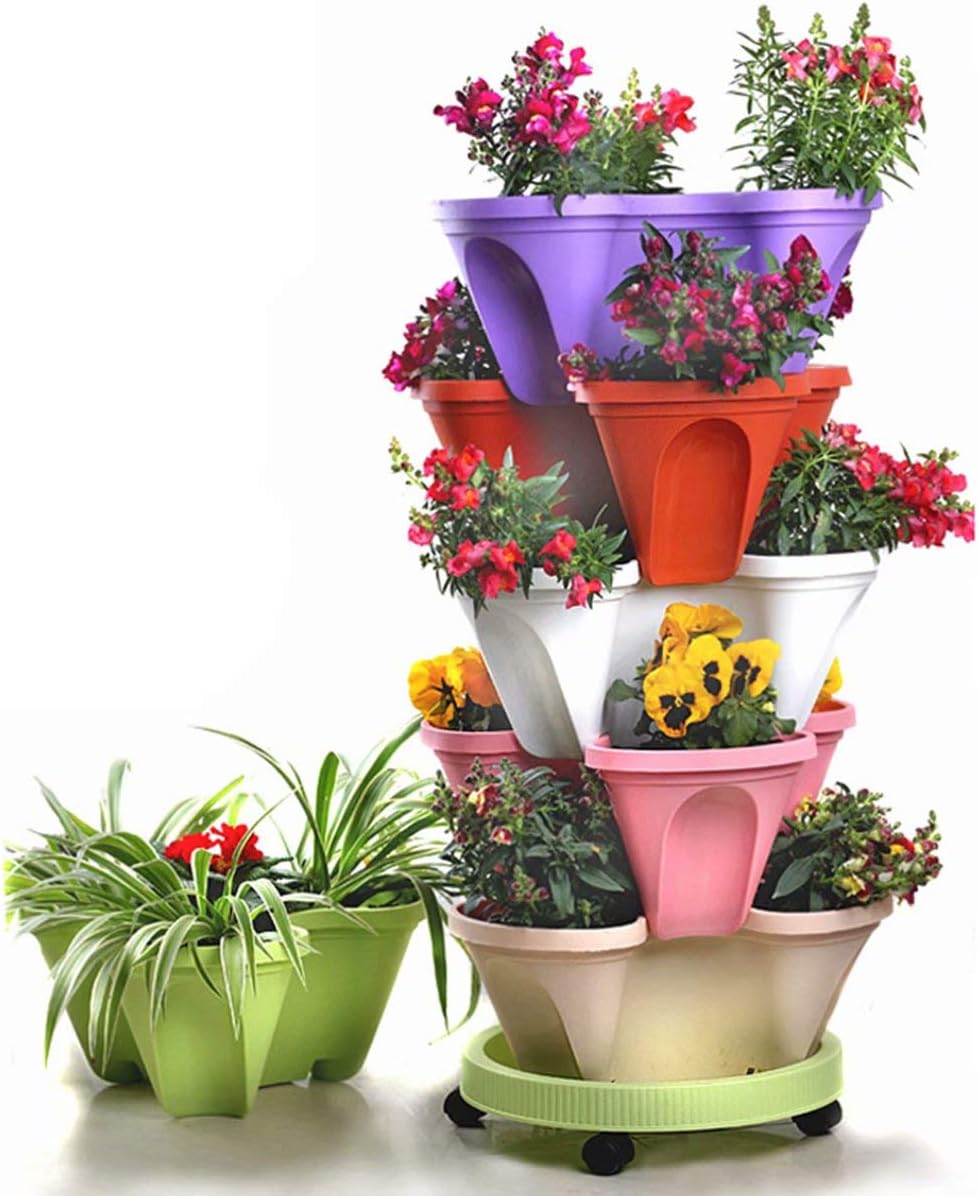 Torre Vertical De Plantas De 6 Capas - Sistema Tridimensional De Flores Para El Jardín