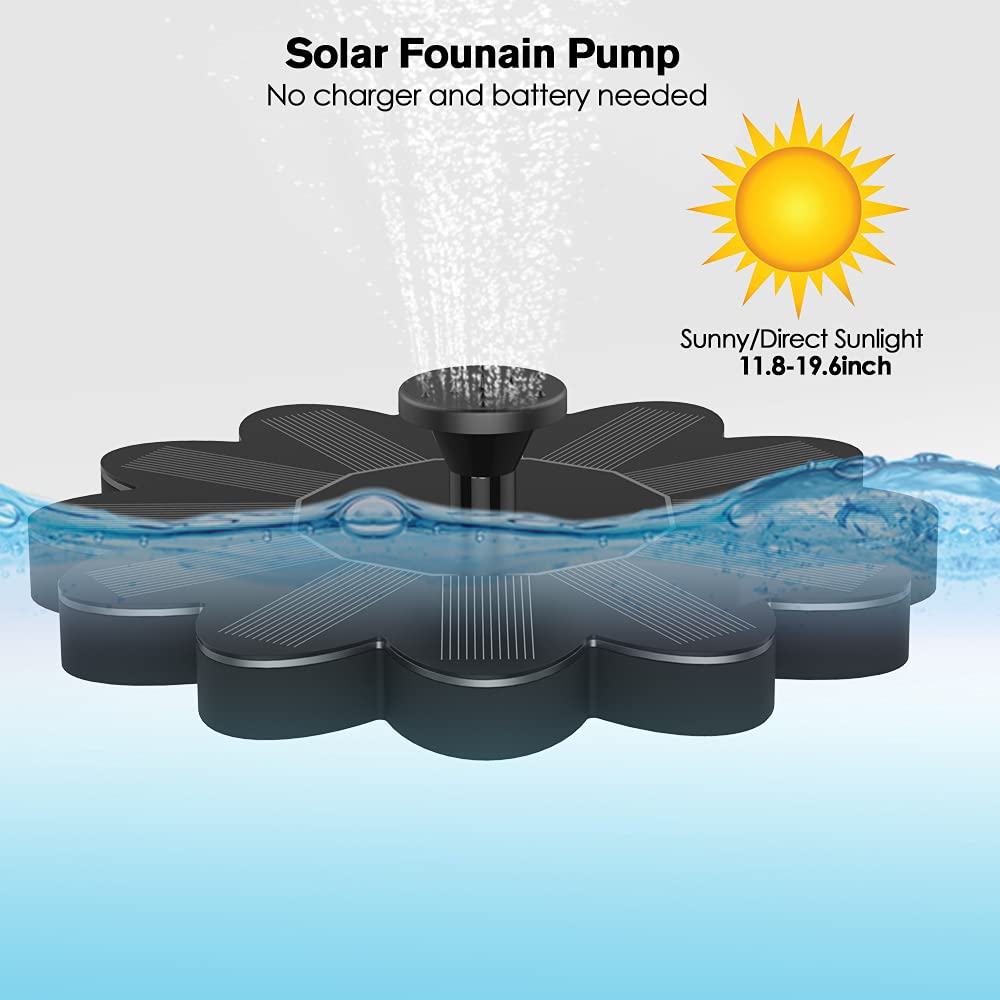 Fuente Solar para el Jardín - Fuente de Agua con Diseño de Flores para Estanques y Piscinas Fuente Solar para el Jardín