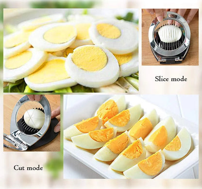 Cortador de Huevos de Acero Inoxidable - ¡ 3 Opciones de Corte en 1 para una Preparación sin Esfuerzo !