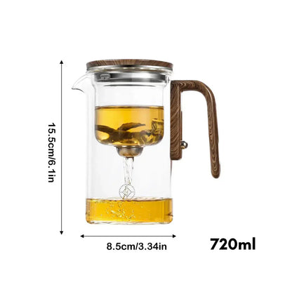 Elegante Tetera De Cristal Con Asa De Madera - Tetera Transparente Para Disfrutar Del Té Preciosa Tetera De Cristal Con Asa De Madera