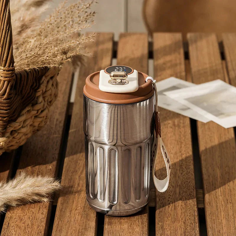 Taza Térmica Compacta Con Indicador De Temperatura - Taza De 410 Ml Para Bebidas Frías Y Calientes