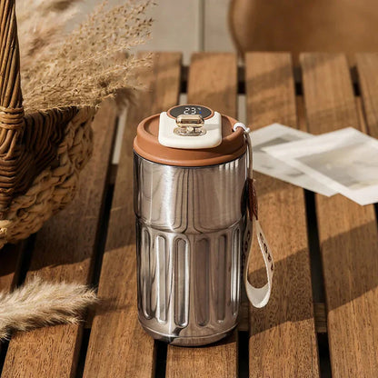 Taza Térmica Compacta Con Indicador De Temperatura - Taza De 410 Ml Para Bebidas Frías Y Calientes