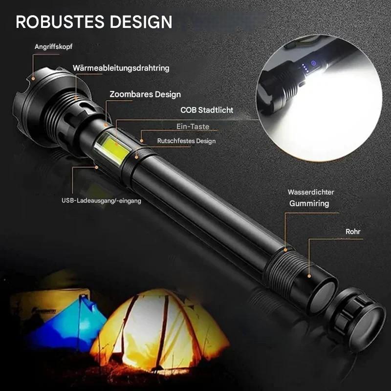 Antorcha Táctica - Linterna Led con Zoom y Función Powerbank
