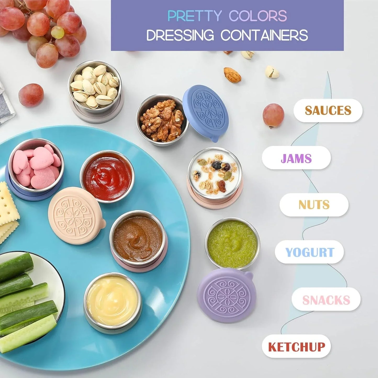 Contenedores para Salsas de Acero Inoxidable con Cierre Hermético ( Juego de 6 )