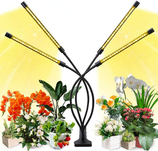 Luz de Crecimiento para Plantas con 4 Brazos Flexibles y Función de Regulación para Jardines de Interior